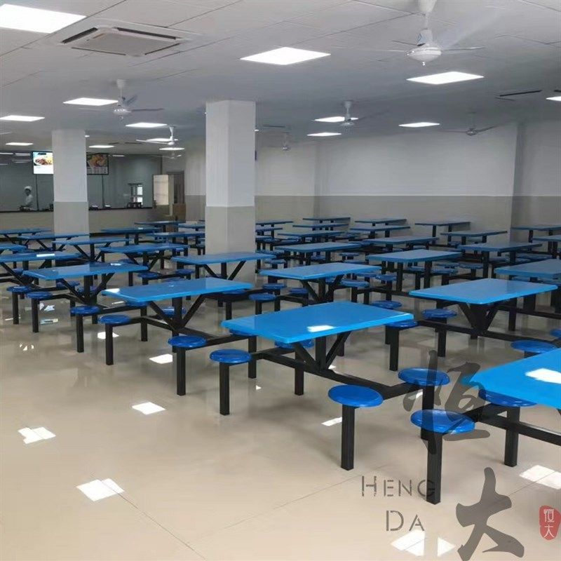 学校学生食堂餐桌椅组合4人8人位玻璃钢员工连体快餐桌椅饭堂餐桌,住宅家具,不锈钢/PVC餐桌,淘宝优惠券,粉丝福利购,淘宝优惠卷