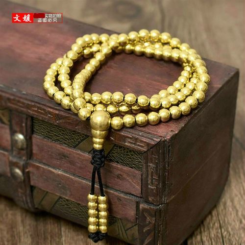 实心黄铜108防身佛珠文玩手串手链车档位车载饰品挂件