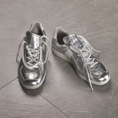 枯骨复古银色GAT德训鞋柔软吸汗男女小白鞋头层牛皮运动休闲鞋