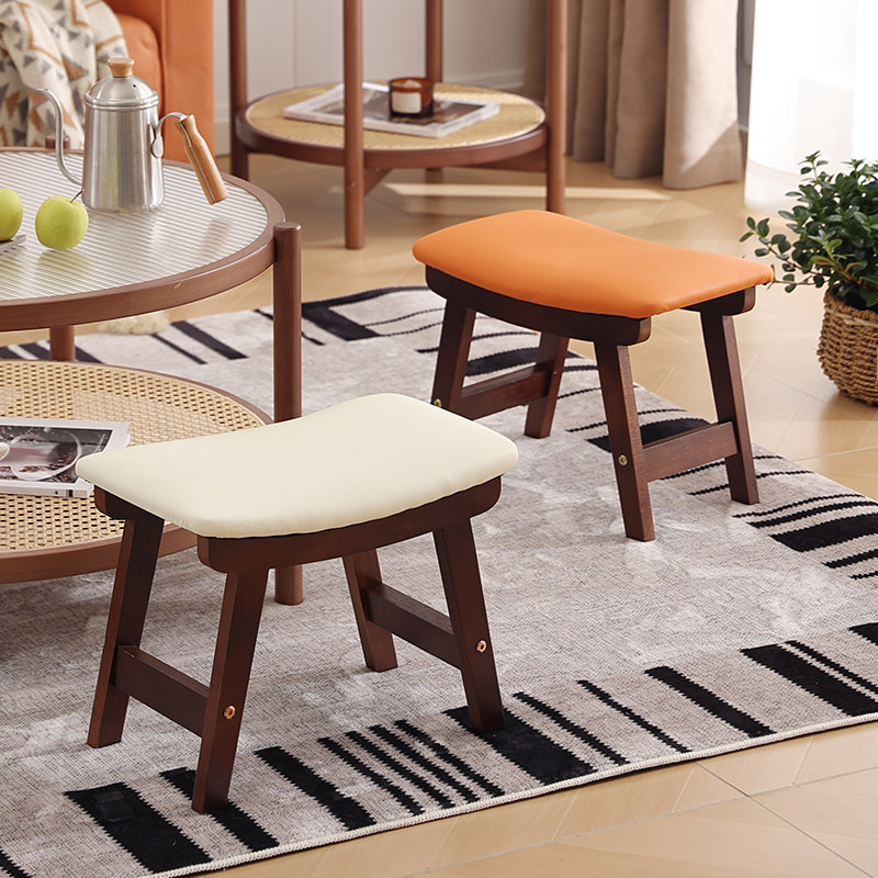 小凳子家用矮凳门口换鞋凳客厅卧室沙发凳脚踏凳软包皮质实木凳子