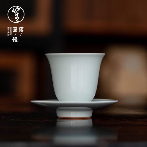 落笙陶瓷茶杯仿古主人杯单杯景德镇影青个人专用品茗杯茶道零配件