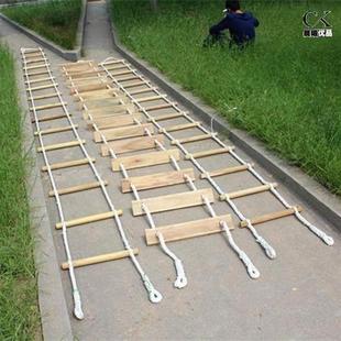 消防救生软梯安全逃生绳梯10米15米20米麻绳梯方木圆木规格定