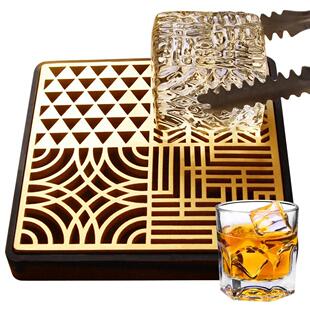 酒吧冰块纹理铜版调酒网红雕冰logo商标文字装饰纹方形压冰铜模具