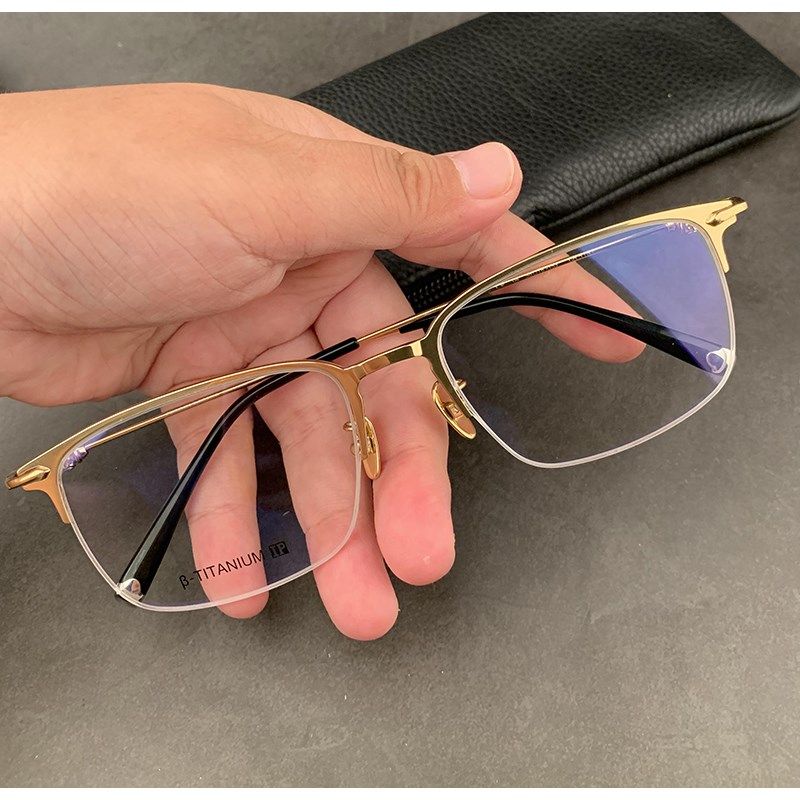 简丹萝心潮百搭眼镜框复古加宽男超大眼镜架商务钛架超轻近视眼镜