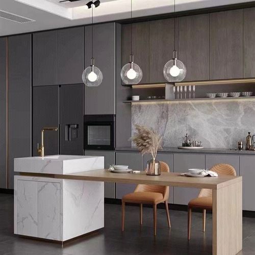 天御名柜全屋定制  现代轻奢开放式厨房岛台吧台西厨定制柜体橱柜