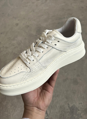 2023春季老爹鞋l软底男士厚底小白鞋白色真皮板鞋英伦透气休闲男