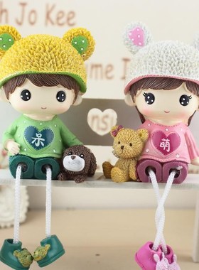 中秋国庆a节礼物网红家居桌面小摆件客厅酒柜房间装饰呆萌吊脚娃