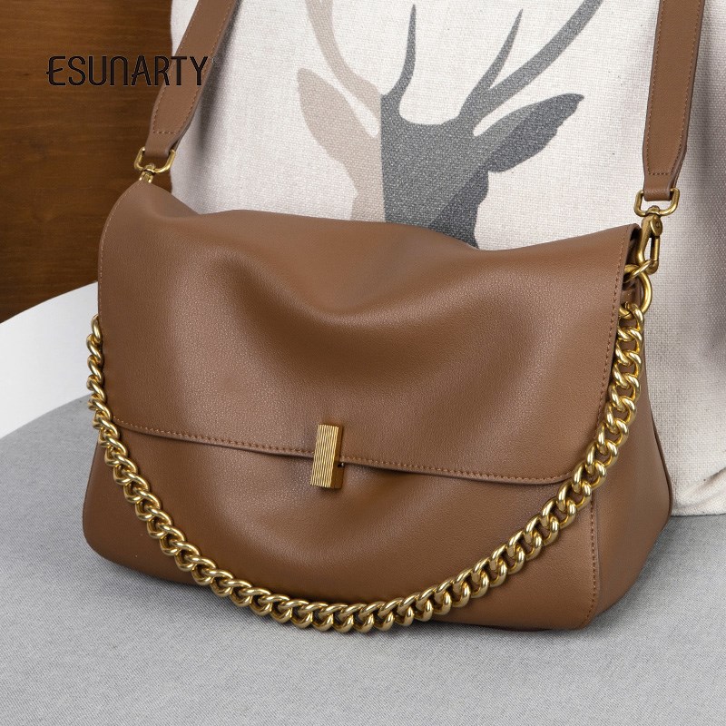 软皮包包女2024新款时s尚手提链条包女士真皮休闲大容量单肩腋下