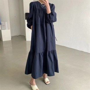 孕妇装春装韩版显瘦长袖连衣裙胖mm宽松大码200斤中长.款过膝长裙