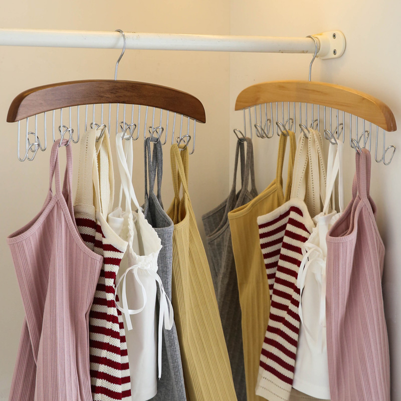 实木波浪衣架内衣吊带衣架家用多功能挂钩背心女装收纳神器晾晒架