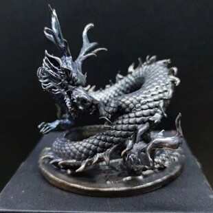 纯铜做旧生意兴隆吸水青龙摆件玄关公司办公室招财店铺开业礼手办