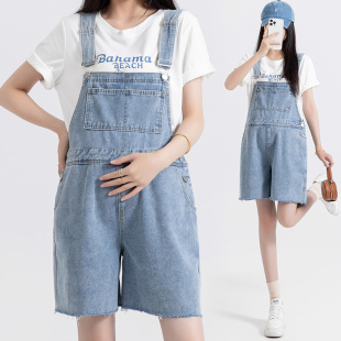 孕妇牛仔背带裤2024新款孕妇装夏C装怀孕裤子夏季外穿背带短裤潮