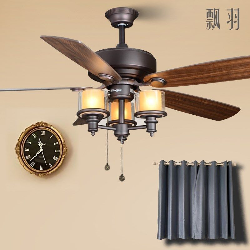 吊扇灯新款美式简约时尚电扇灯客厅餐厅风扇灯带灯吊扇吊灯风扇灯