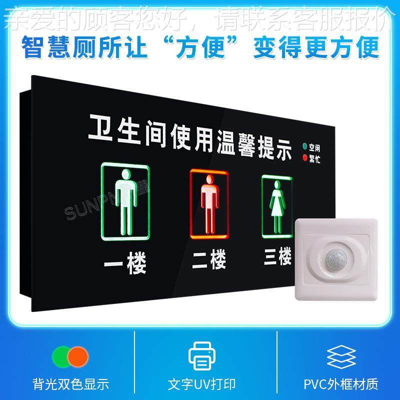 智慧园间区写LXB字卫生公厕厕所引指示牌标识牌有人无人楼厕位导