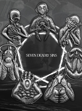 AshOracle七宗罪 暴食贪婪周边系列手办模型 金属冰箱贴 生日礼物