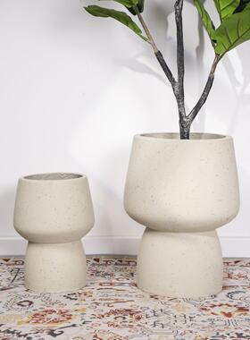 休闲水泥花盆大直径镁泥室内家居客厅阳台圆形高价值Pothos花盆软