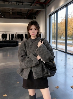 深冬灰色呢子大衣女入冬季2025年新款毛呢外套独特超好看加厚短款