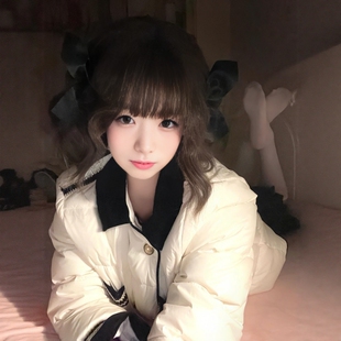 学院风撞色独特绝美小众翻领羽绒服女短款小个子加厚保暖棉服外套