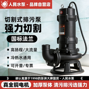 人民切割式污水泵上海抽粪泥浆化粪池排污380V潜水泵220V国标抽水
