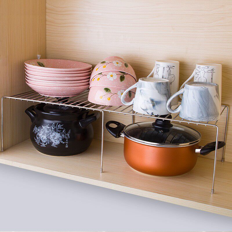 橱柜置物架厨房可伸缩可调节收纳架子下水槽不锈钢多层储物架锅架