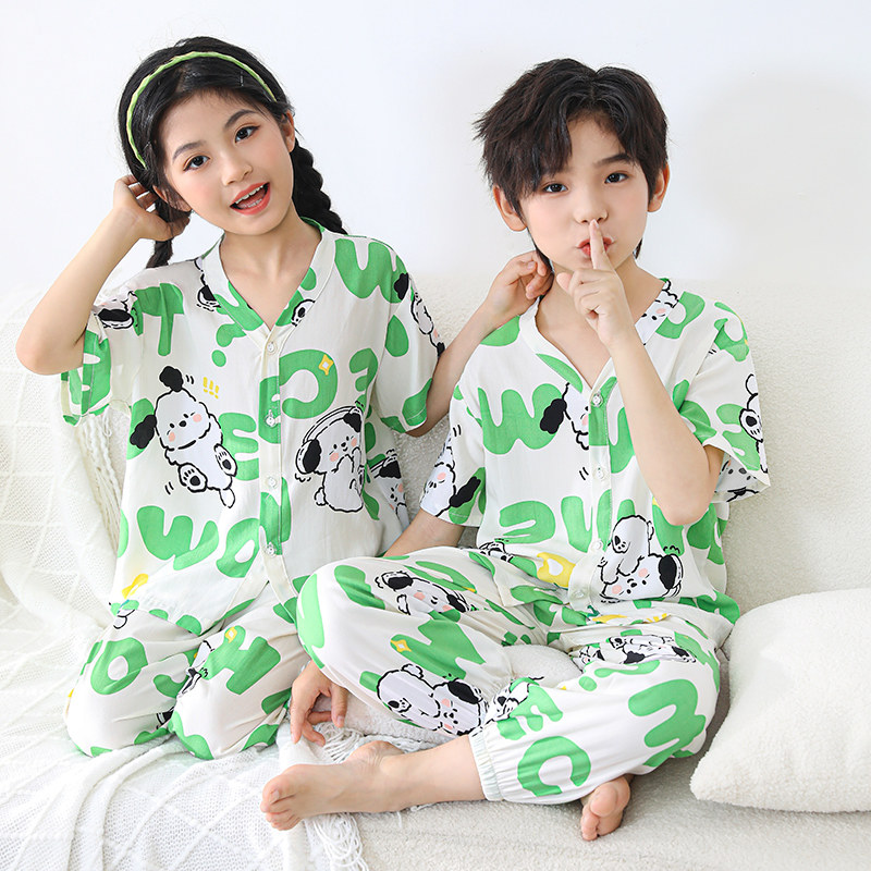 男童女童家居服睡衣短袖套装绵绸薄款夏季空调服中小儿童宝宝休闲,童装/婴儿装/亲子装,家居服套装,淘宝优惠券,粉丝福利购,淘宝优惠卷