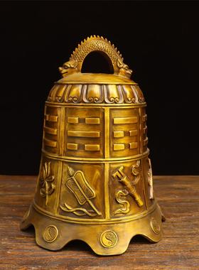 纯铜八宝钟寺院平安钟八仙法器铜钟摆件室内寺庙桌面佛具装饰用品