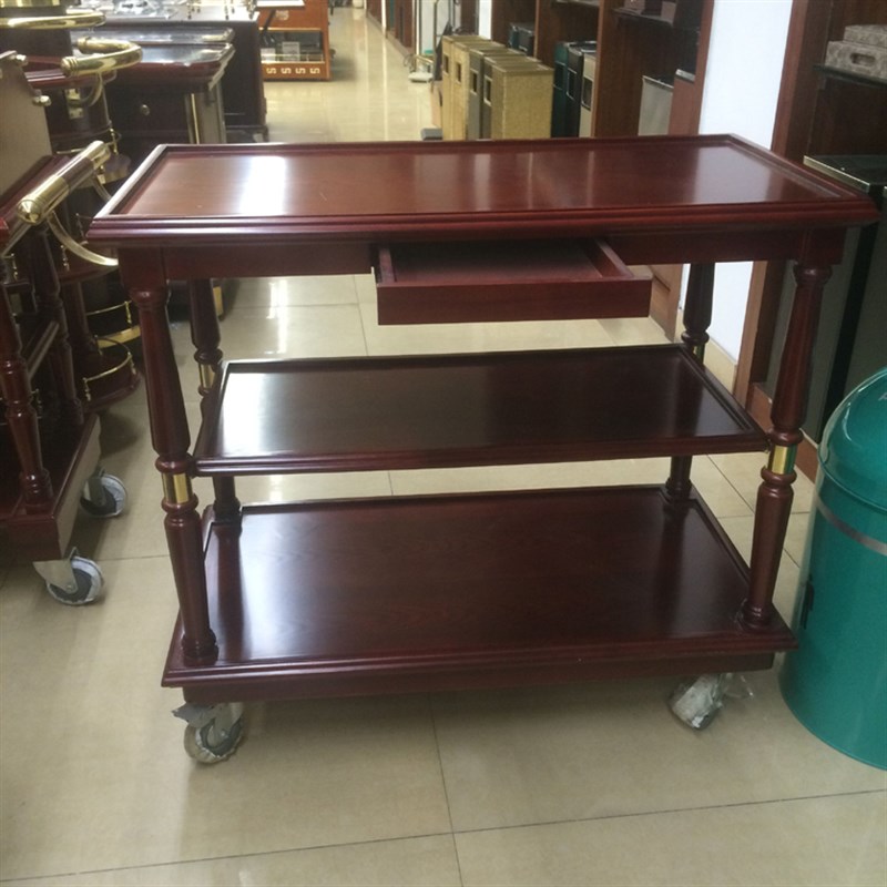 酒店高档不锈钢酒水车三层服务车手推传菜车片鸭车移动小吃送餐车