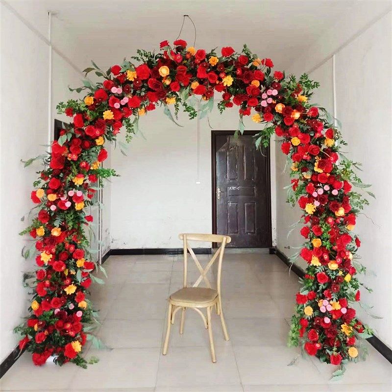 满花拱门婚庆绢花花门开业庆典活动花环新款幸福花门农村婚礼布置