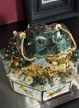 纯手工陶瓷金蟾设计师玄关装饰摆件招财蟾蜍家居高级感艺术品大号