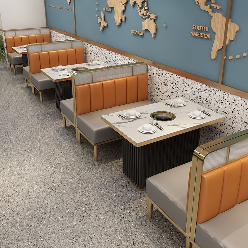 定制岩板火锅桌餐饮店靠墙沙发西餐厅铁艺卡座沙发烤肉店餐椅组合,商业/办公家具,卡座,淘宝优惠券,粉丝福利购,淘宝优惠卷