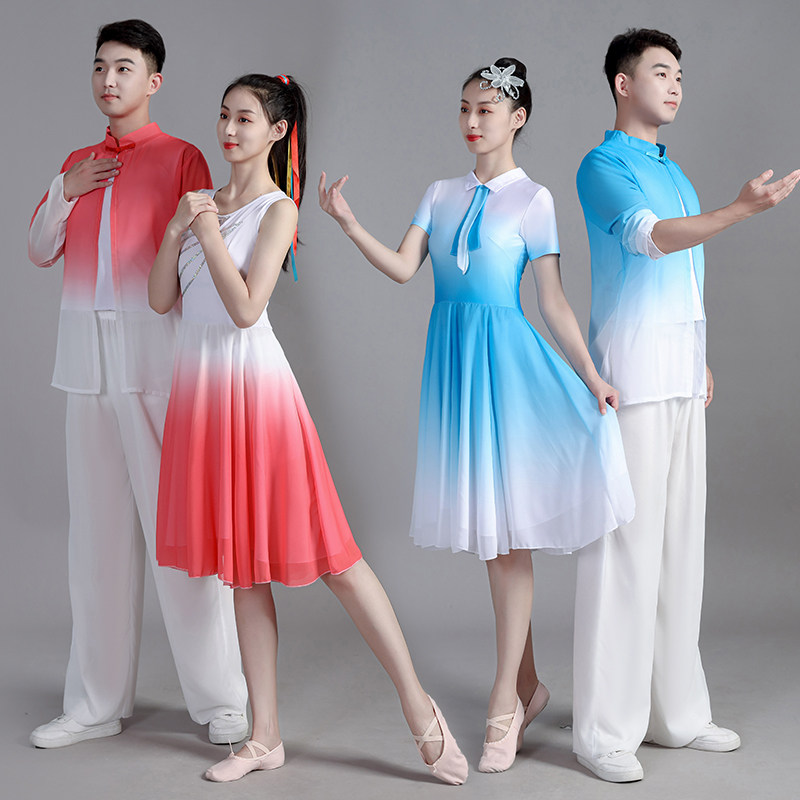 现代舞演出服女青春活力开场舞蹈连衣裙中学生合唱团表演服装大气图片