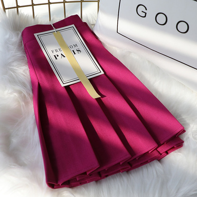 火龙果百褶裙春夏短款q高腰a字显瘦短裙女百搭西装料大码半身裙裤