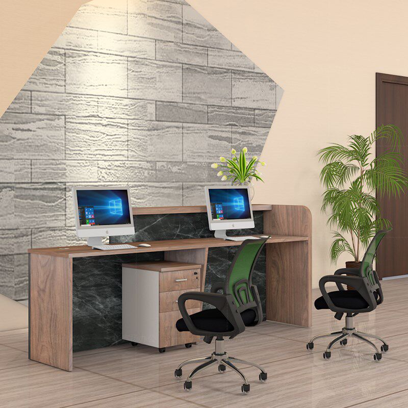 简约现代前台接待台公司前台形象台办公桌时尚R仿大理石收银柜台