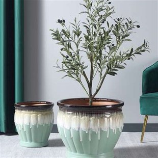 家用室内阳台落地种树大口径高花盆陶F瓷大号户外庭院发财树大花