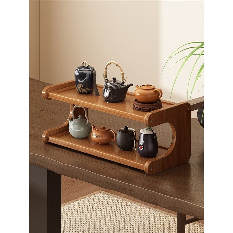 桌面杯架茶桌置物架实木新中式博古架桌上多层茶具紫砂壶摆放架子