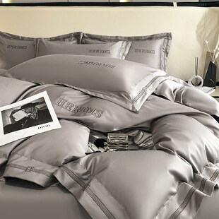 床上用品 A类母婴级200支新疆长绒棉全棉四件套纯棉被套简约床笠款