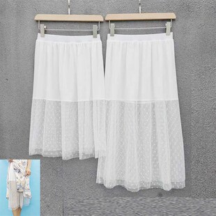 汉服内搭网纱打底衬裙马面裙内衬裙防走光旗袍花边加长打底裙长裙