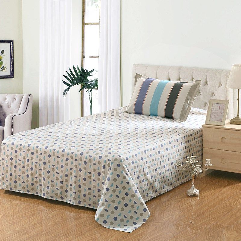 全棉印花床单 纯棉枕套学生宿舍单人被单高支高密13372单人床笠