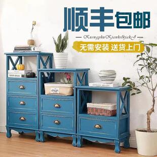 田园简约复古斗柜实木客厅柜储物柜美式乡村卧室床边组合收纳柜子