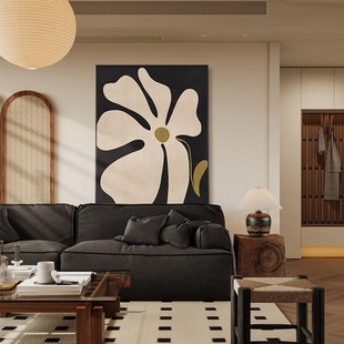 客厅装饰画抽象花卉卧室壁画中古风艺术沙发后背景墙挂画餐厅墙画