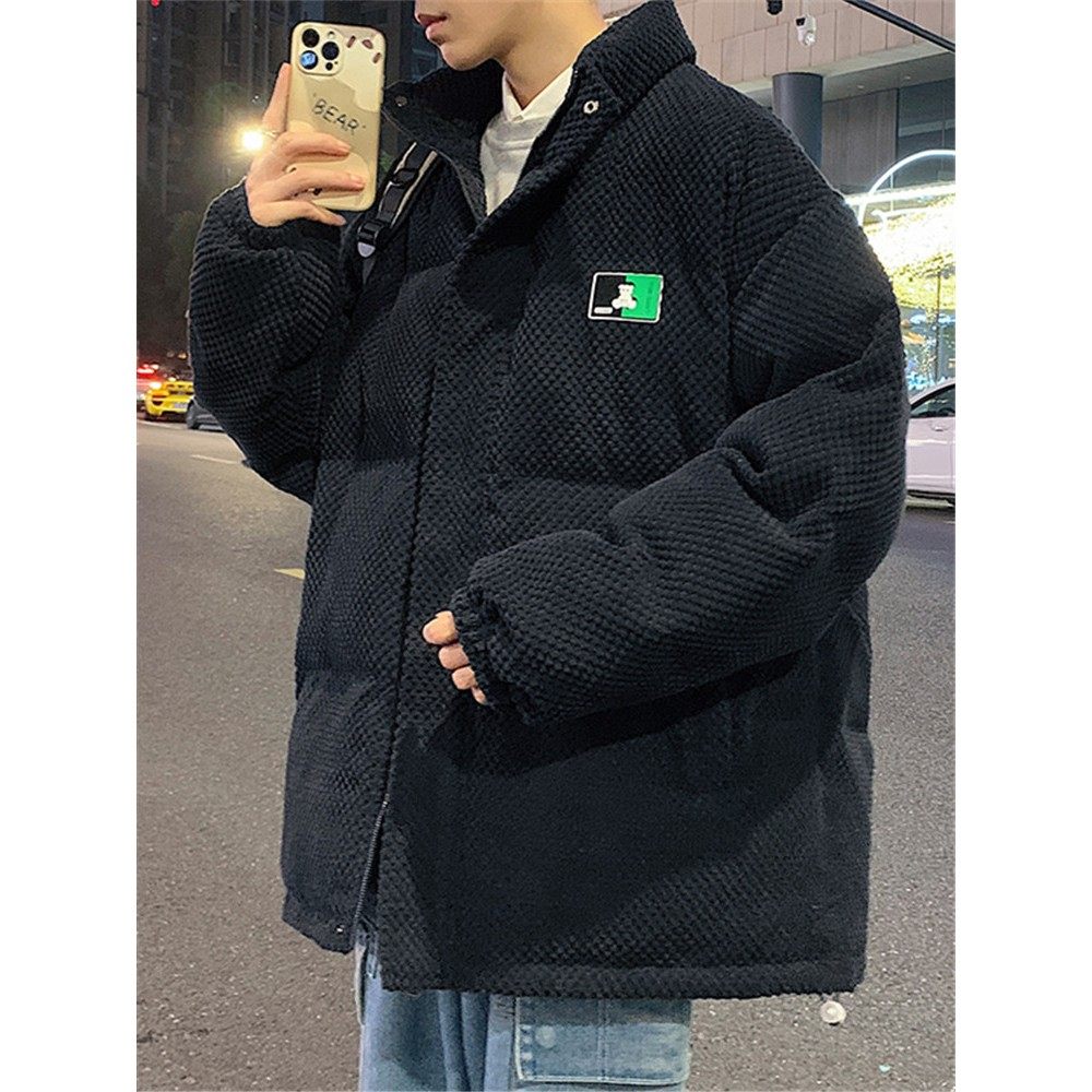 美式复古棉衣男冬季加厚保暖立领羽绒棉服秋冬男装雪尼尔棉袄外套