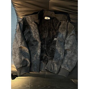 美式扎染皮衣棉服男款冬季加绒加厚立领棉衣cleanfit短款飞行夹克