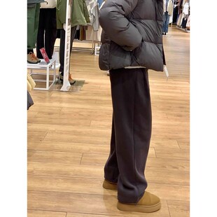 深灰色卫裤男秋冬新款无性别情侣裤子宽松直筒阔腿运动弯刀裤潮牌