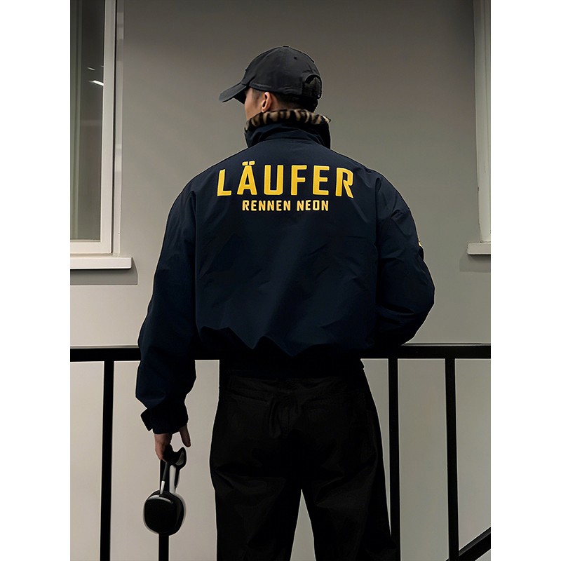 硬汉风美式工作服男装冬季重磅立领加绒外套双面穿座山雕豹纹棉服