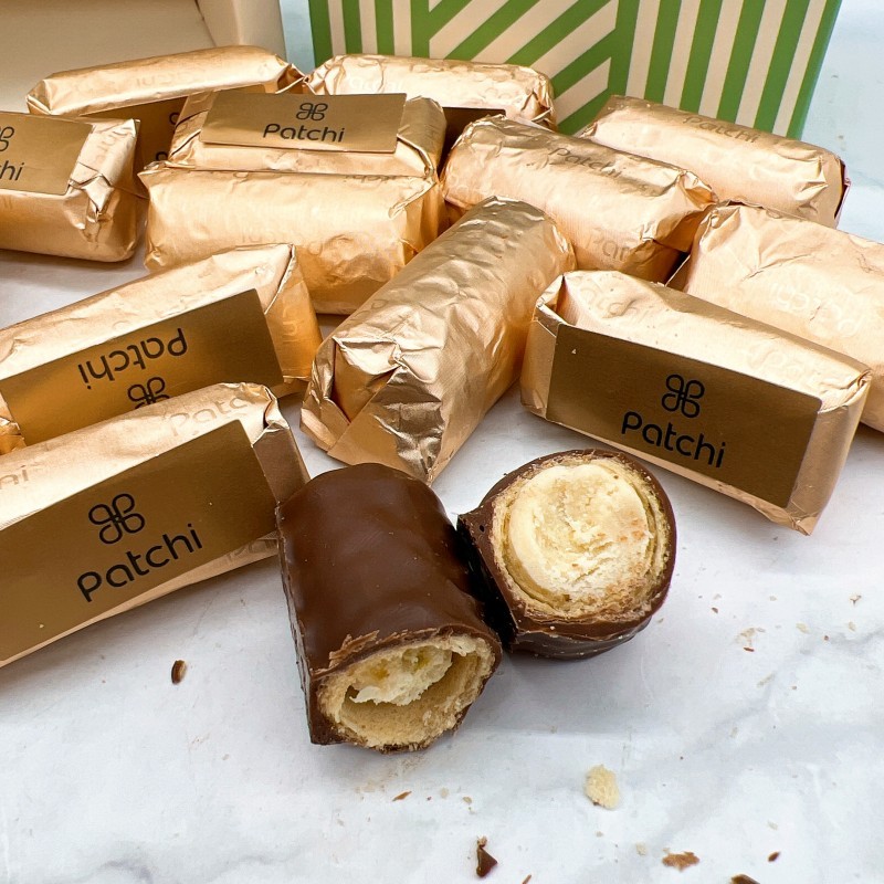 现货迪拜代购Patchi拉哈什卷牛奶巧克力夹心饼干碎开心果250G礼盒