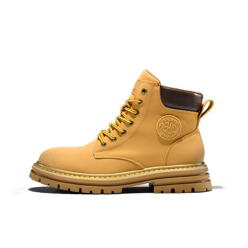 马丁靴大黄靴男女款2025新款真皮厚底冬季加绒增高英伦风工装靴子