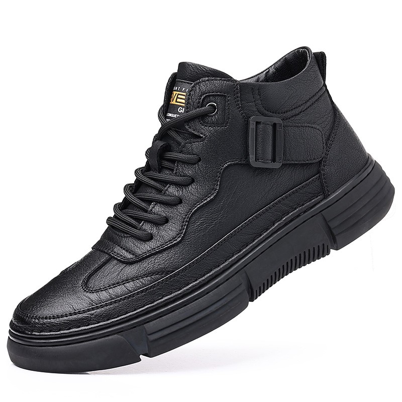 男鞋2025新款秋冬运动休闲高筒鞋子软底防滑皮鞋男款真皮马丁靴男