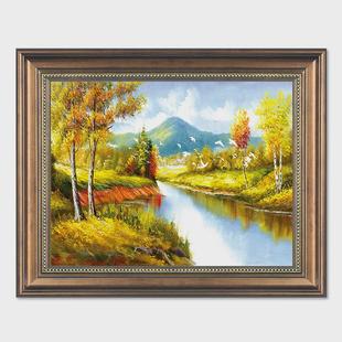 饰 酒店油画装 欧式 复古古典风景喷绘样板间餐厅饭厅挂I画过道美式