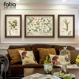 复古H油画欧式 饰画客厅沙发背景墙挂画法式 大气三联画高级 装 美式