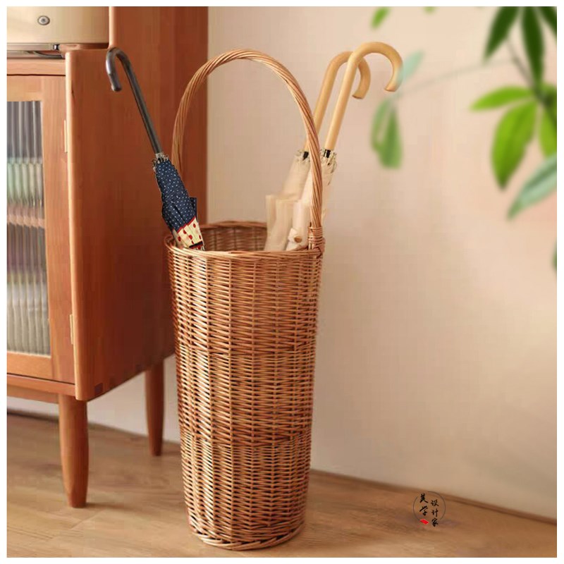 柳编雨伞收纳桶入户家用商用门口雨伞架书画收纳桶置物架收纳篮子